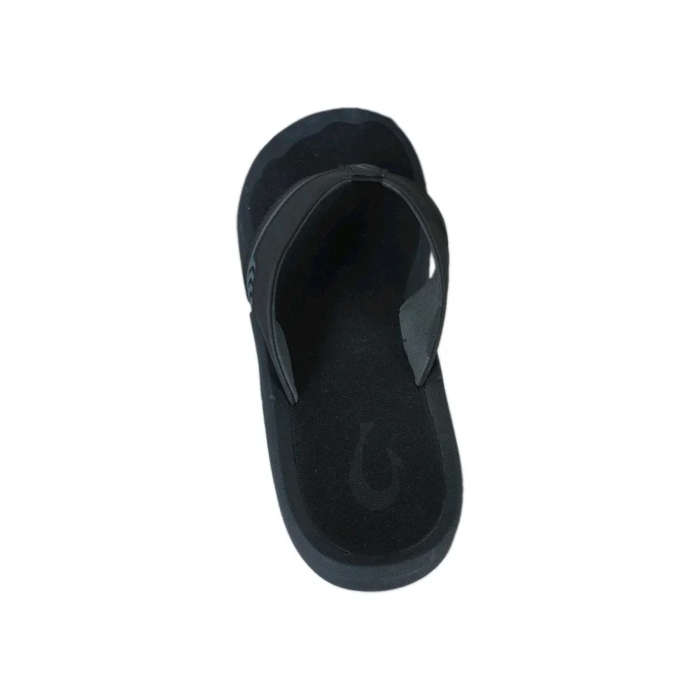 OluKai Akeu Mens Sandals Size 10 Black Beach Flip Flops